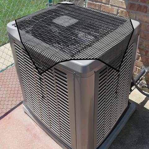 COARBOR 28"x28" Outdoor AC Unit Cover Mesh Outside Air Conditioner Compressor Condenser Defender Cover Dog Playpen Cover with 4 Bungee Cords Cover
