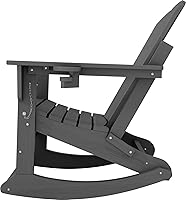 Vista 8 de KINGYES Silla Adirondack con reposapiés retráctil y portavasos, silla reclinable de Adirondack de HDPE para porche, patio, balcón, gris plomizo