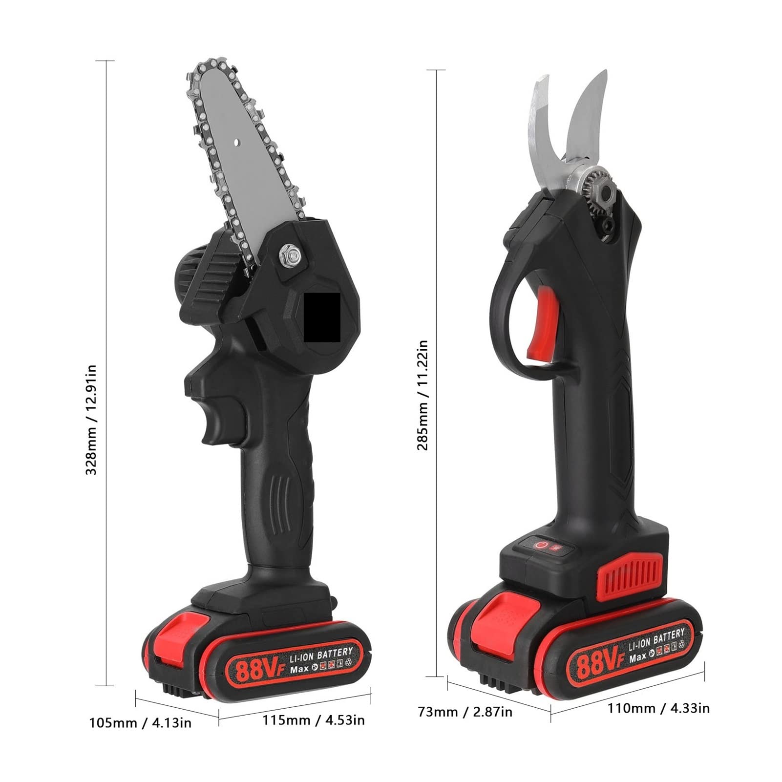Tijeras de podar eléctricas, Tijera de podar eléctrica 21V, Motor sin escobillas 30mm, 88VF, juego cepillo 4 pulgadas, herramienta carpintería for huerto jardín