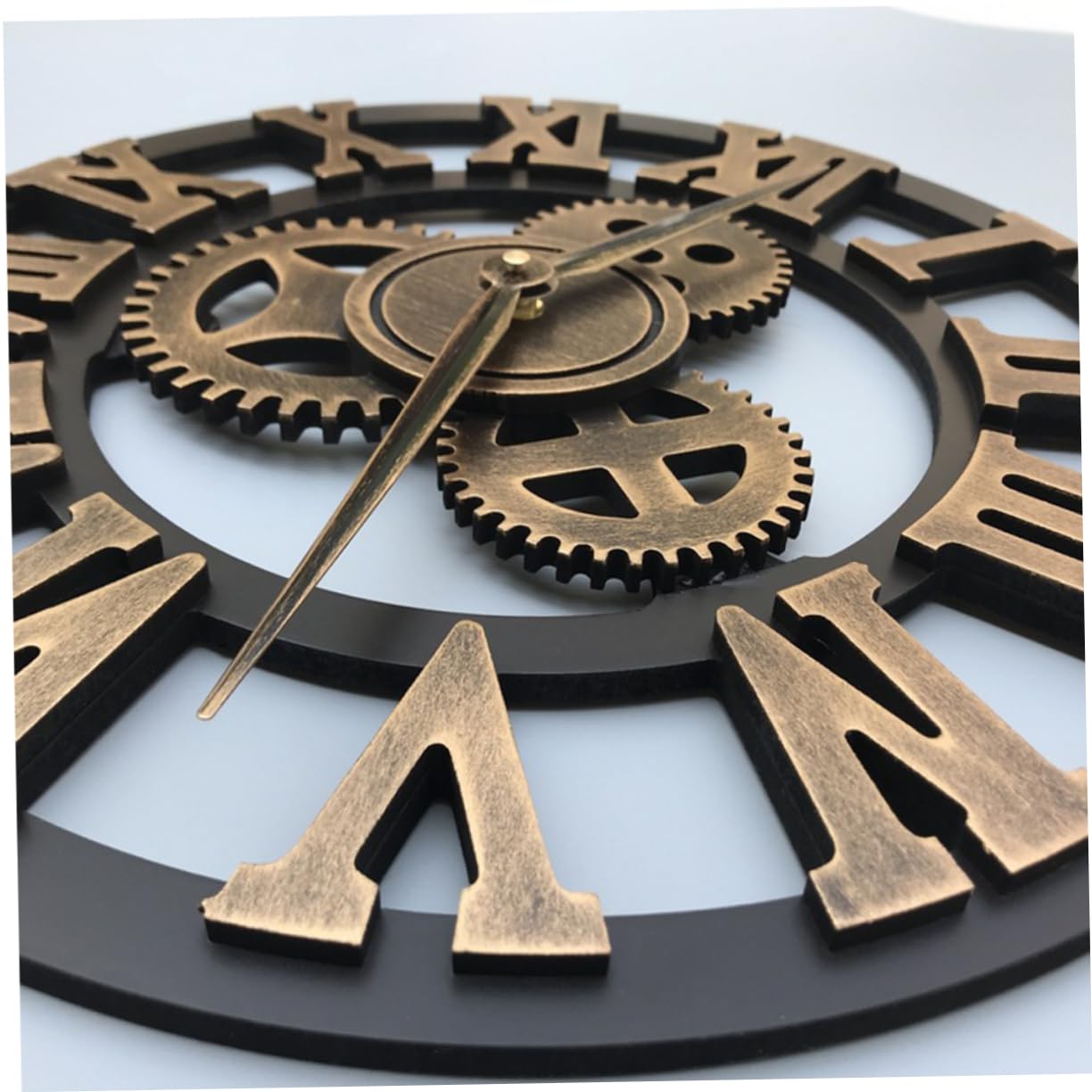 Cabilock Retro Wanduhr im Industriestil 34cm Große Kreative Hängeuhr ohne Tickgeräusche für Wohnzimmer und Büro Dekoration