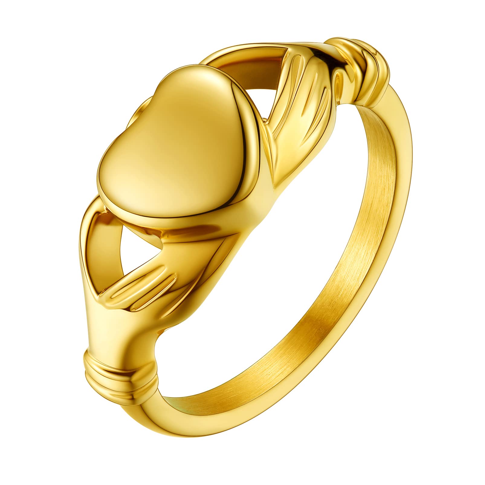 Irish Claddagh Cremation Rings For Ashes Keepsake For Women Hair Locket Size 6