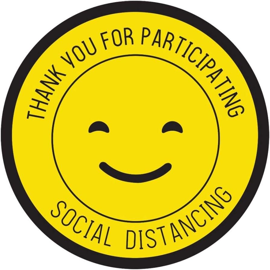 Large Social Distancing Floor Sticker - Commercial Grade Non-Slip - 7006-2 Pack (14 Inch Round, Yellow)