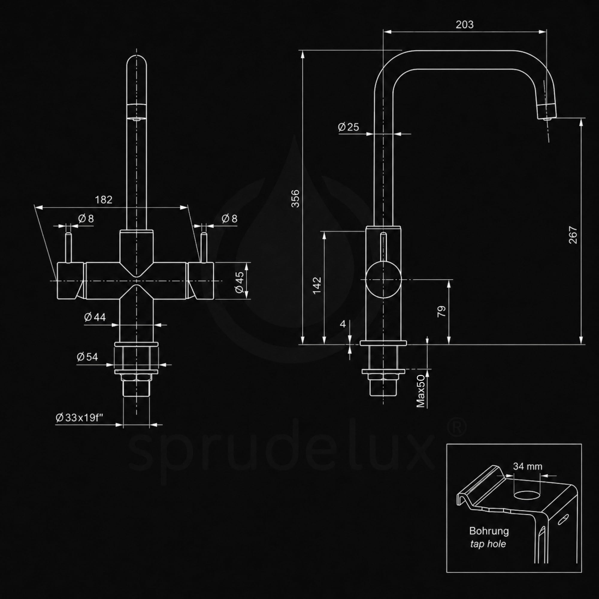 Untertisch Wassersprudler System INOX Trinkwassersprudler mit 5-Wege Wasserhahn Küche, Sprudelwasser & stilles Wasser direkt aus Wasserhahn | ESTETICA Edelstahl, Mit 2KG Co2 Flasche