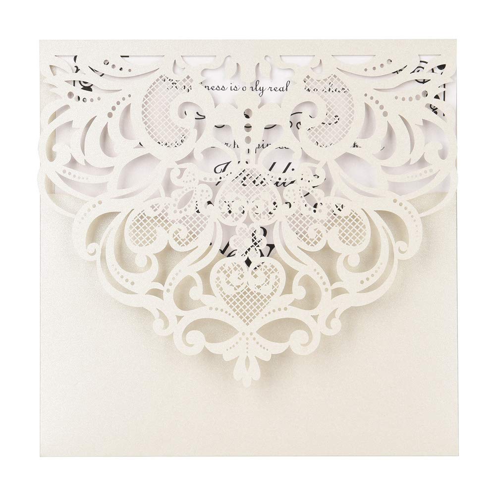 Amazon.com : Laser Cut Invitations 50 Pack FOMTOR Laser Cut Wedding  Invitations Card Kit with Blank Printable Paper and Envelopes for  Wedding,Birthday Parties,Baby Shower Silver : Home & Kitchen