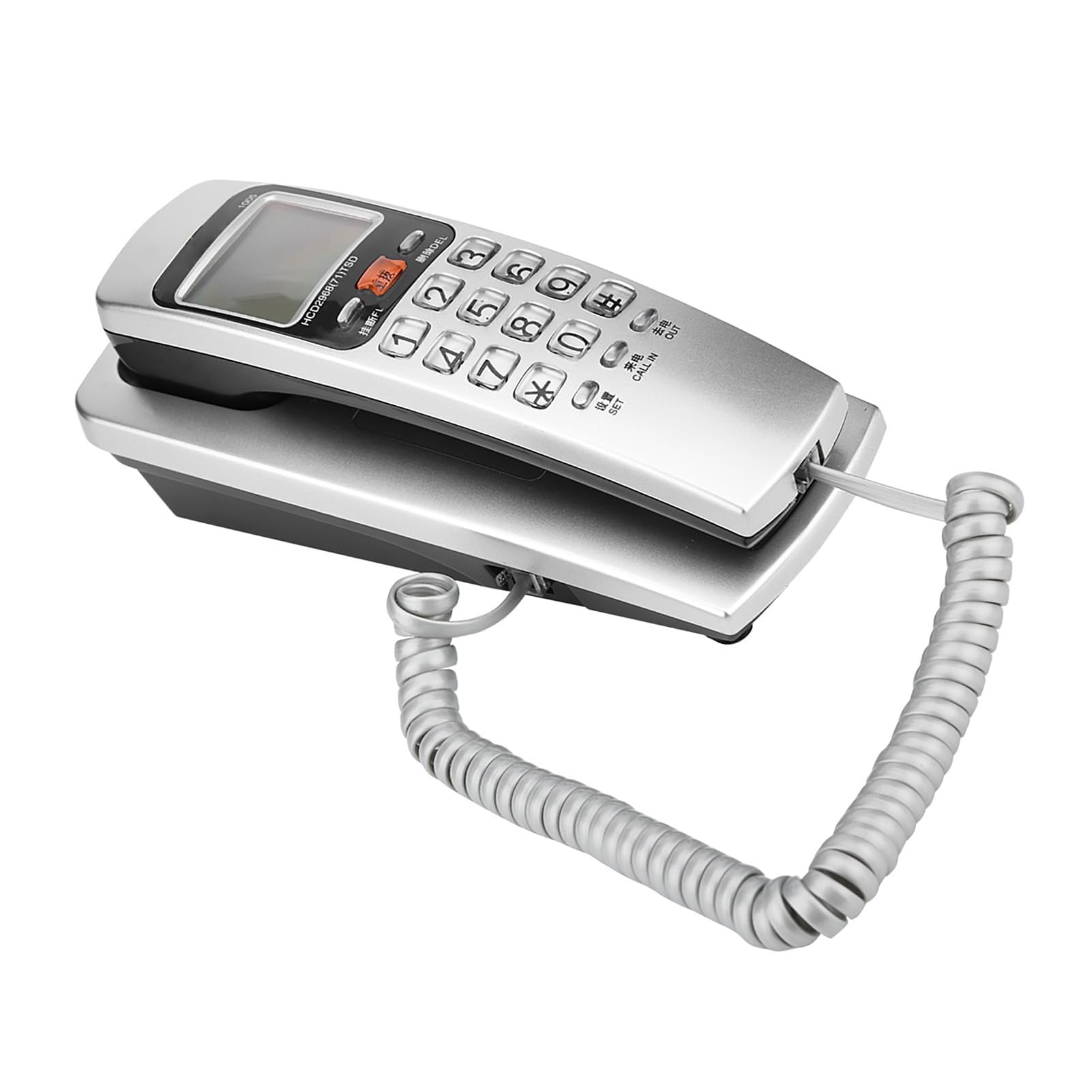 Kabelgebundenes Telefon, Wandtelefon Festnetztelefon mit FSK/DTMF-Anrufererkennung schnurgebunden für den Schreibtisch modernes Nebenstellentelefon für Zuhause (Silver)