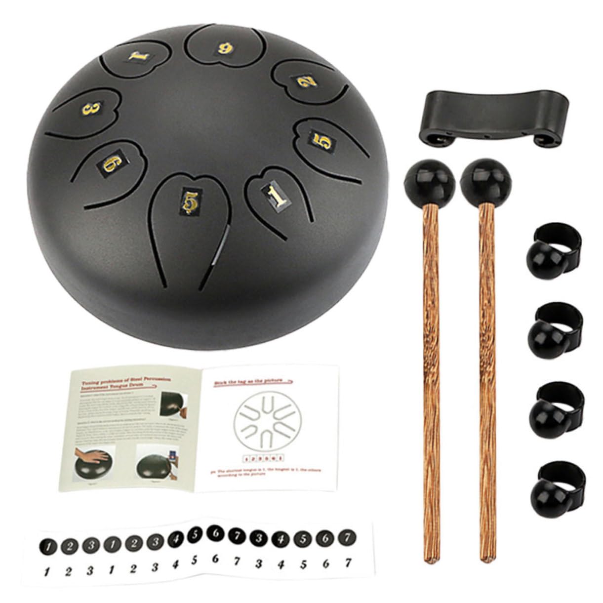 1 juego de Lengüeta Grande Negro Instrumento de Percusión Étereo para Práctica y para Yoga y Relajación