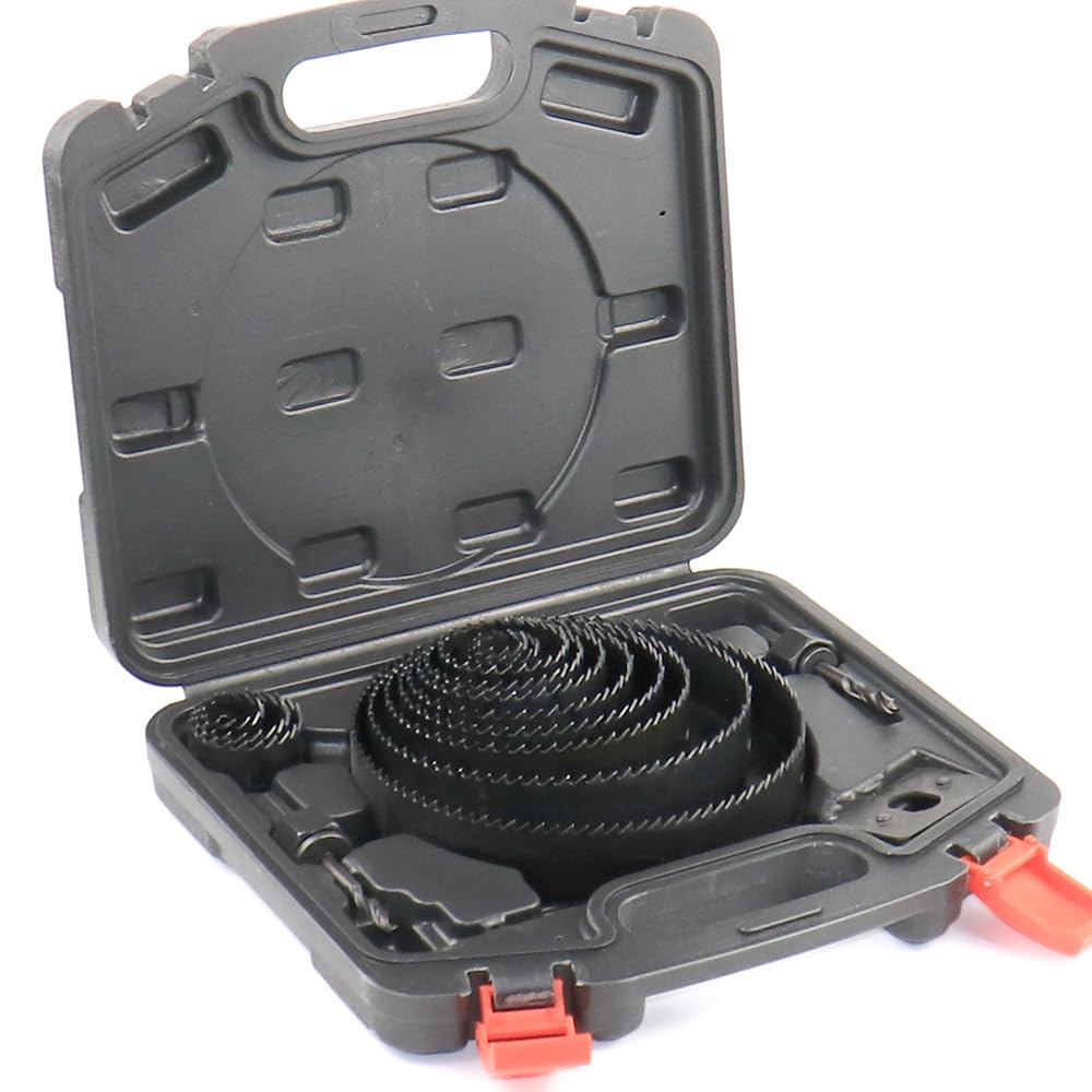 Juego de sierras perforadoras de 19 piezas Kit de sierras perforadoras con mandriles de sierra perforadoras de 3/4"-6" 19-152 mm Llave hexagonal con caja de almacenamiento Ideal para tableros de PVC
