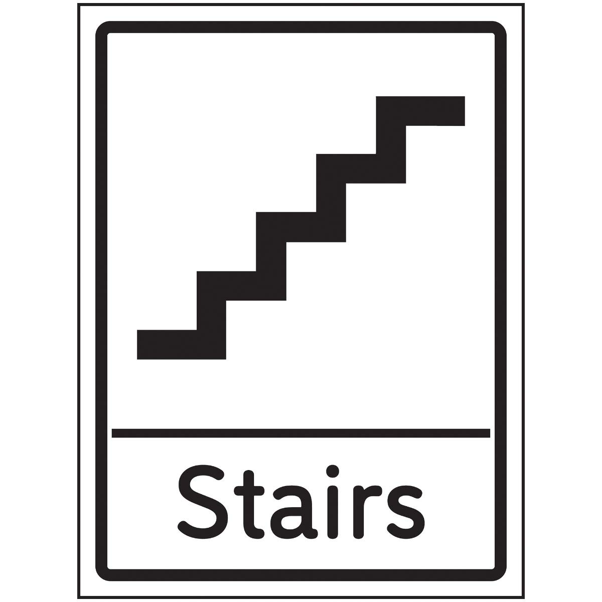 V Safety Stairs Sign - 150x200mm - Self Adhesive Aluminium Effect