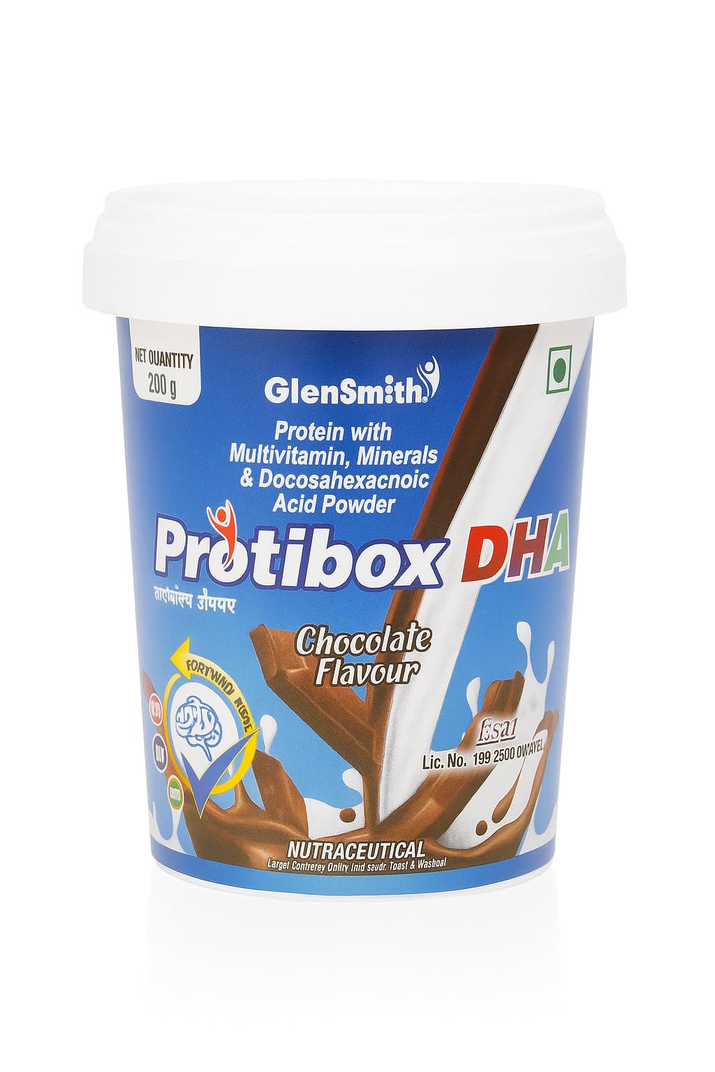 Protibox DHA Protein Powder with Multivitamins & Minerals | DHA-Enriched Nutritional Supplement | Chocolate Flavour | 200 g by GlenSmith
