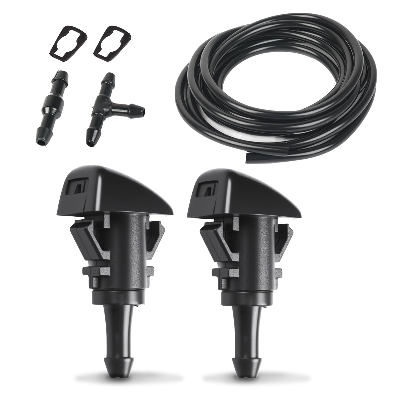 OTUAYAUTO Windshield Washer Nozzles Kit with Washer Jet, 2-Meter Fluid Hose &amp; Connector - Compatible with Chrysler, RAM 11-17, Dodge Grand Caravan 08-17, Jeep, Replaces OEM #: 4805742AB, 5113049AA