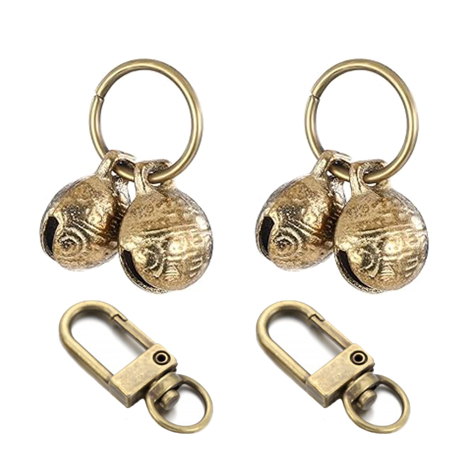 ZAAWUUT Vintage Copper Cat Dog Bells,Set of 2,Pet Tracking Bells with Snap Clips for Small Dogs Cats,Clear Sound Brass Bells (22mm)