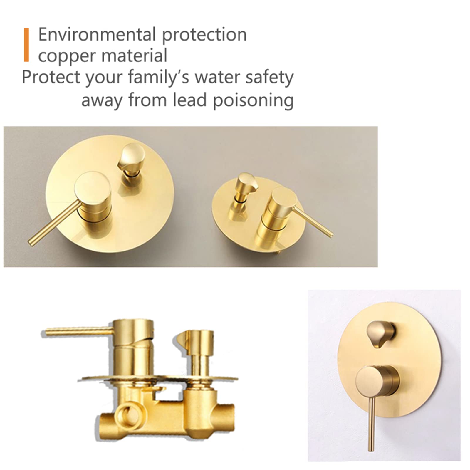 Doccia termostatica, soffione Doccia in Oro Spazzolato, Sistema Doccia da 8 Pollici con Getto a Pioggia e doccetta, Set Rubinetto per Bagno in Ottone, valvola di Montaggio Grezza,