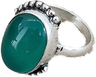 Green Onyx Ring| Green Oval Gemstone Ring| Traditional Ring| Cabochon Ring| Bohemian Ring| August Birthstone Ring| Attractive Ring| Vintage Ring| Dainty Ring| Women Gift Ring| Green Onyx Jewelry