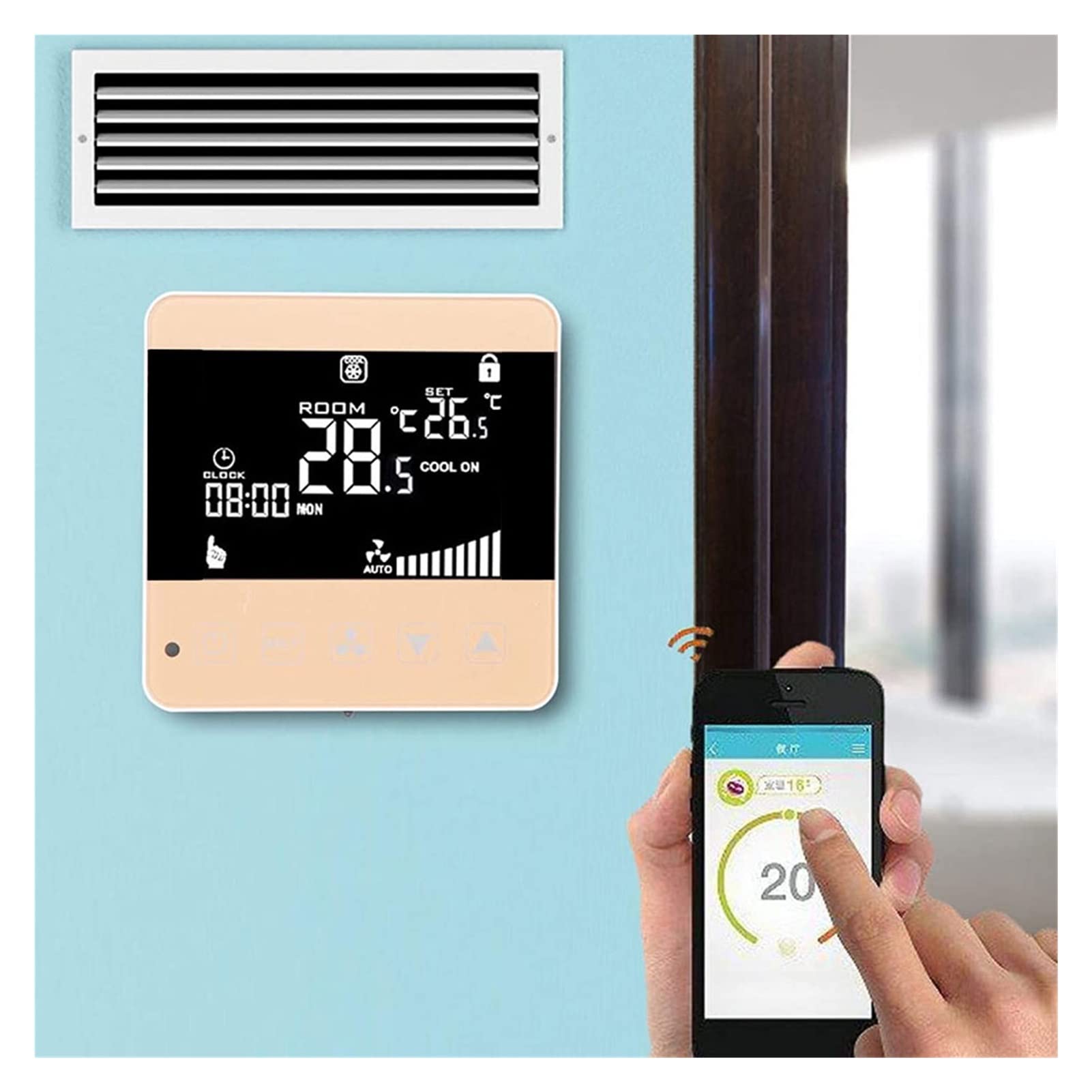 Termometro da interno igrometro digitale Termostato WiFi Smart Home Casa Tuya Termostato Smart Air Conditioner Controller WiFi termostato termostato digitale Con display LCD(Noir)