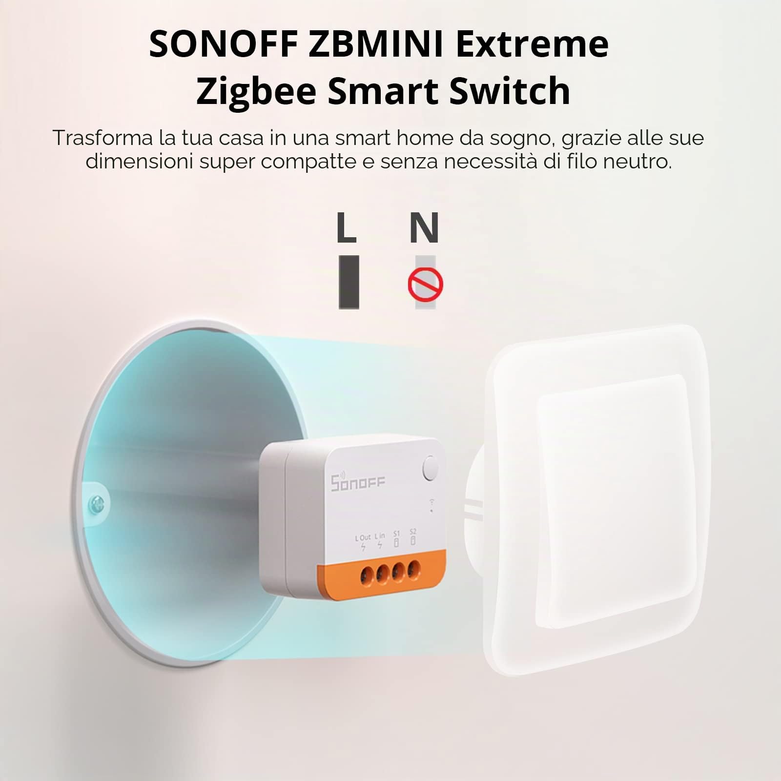 SONOFF ZBMINIL2 ZigBee Interruttore wireless (non richiede filo neutro) 4 Pack, interruttore intelligente ZigBee a 2 vie, compatibile con Alexa, Google Home, HA, richiede hub gateway ZigBee 3.0