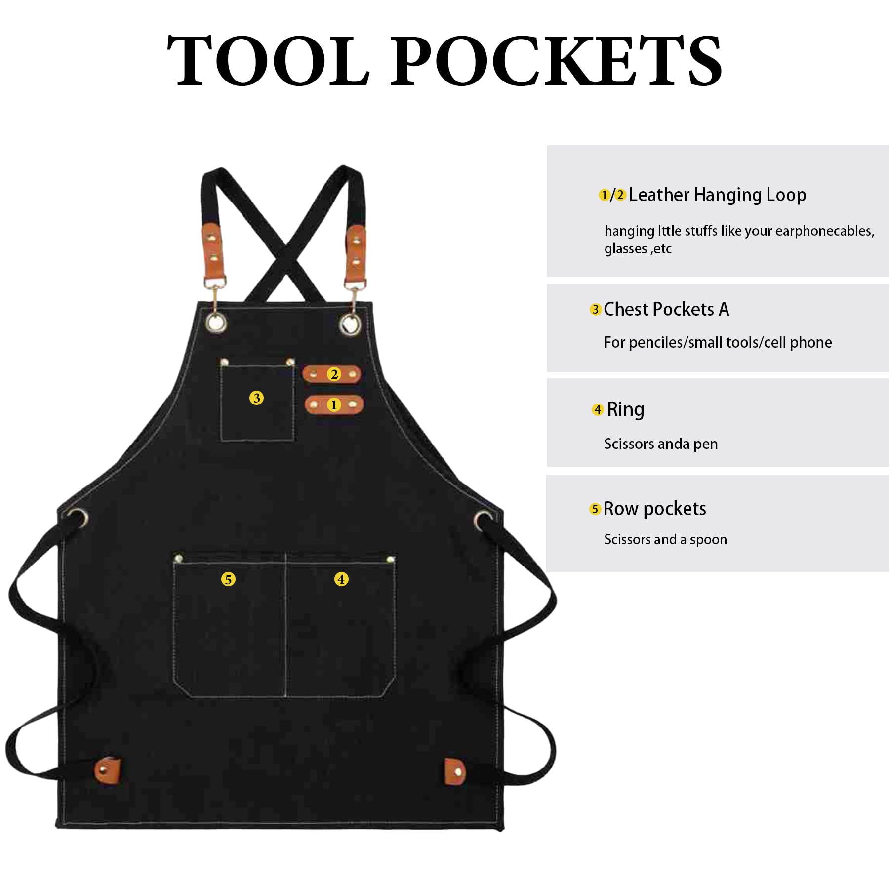MAIGO Kids Apron, Waterproof Cotton Canvas Kids Apron with Pockets, toddler boy aprons - Image 3