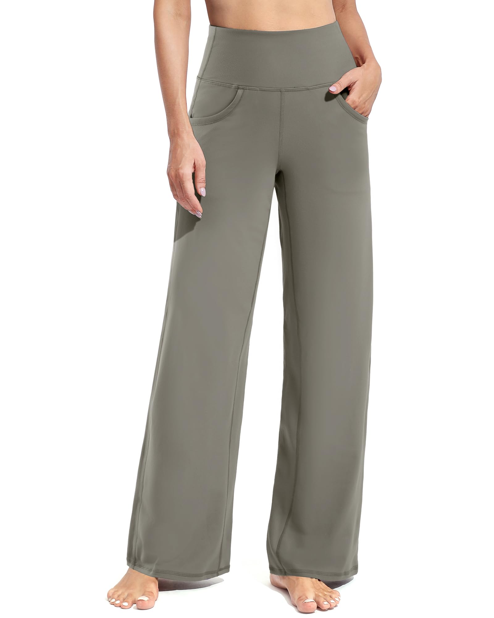Promover Wide Leg Pants for Woman Yoga Pants with Pockets Stretch