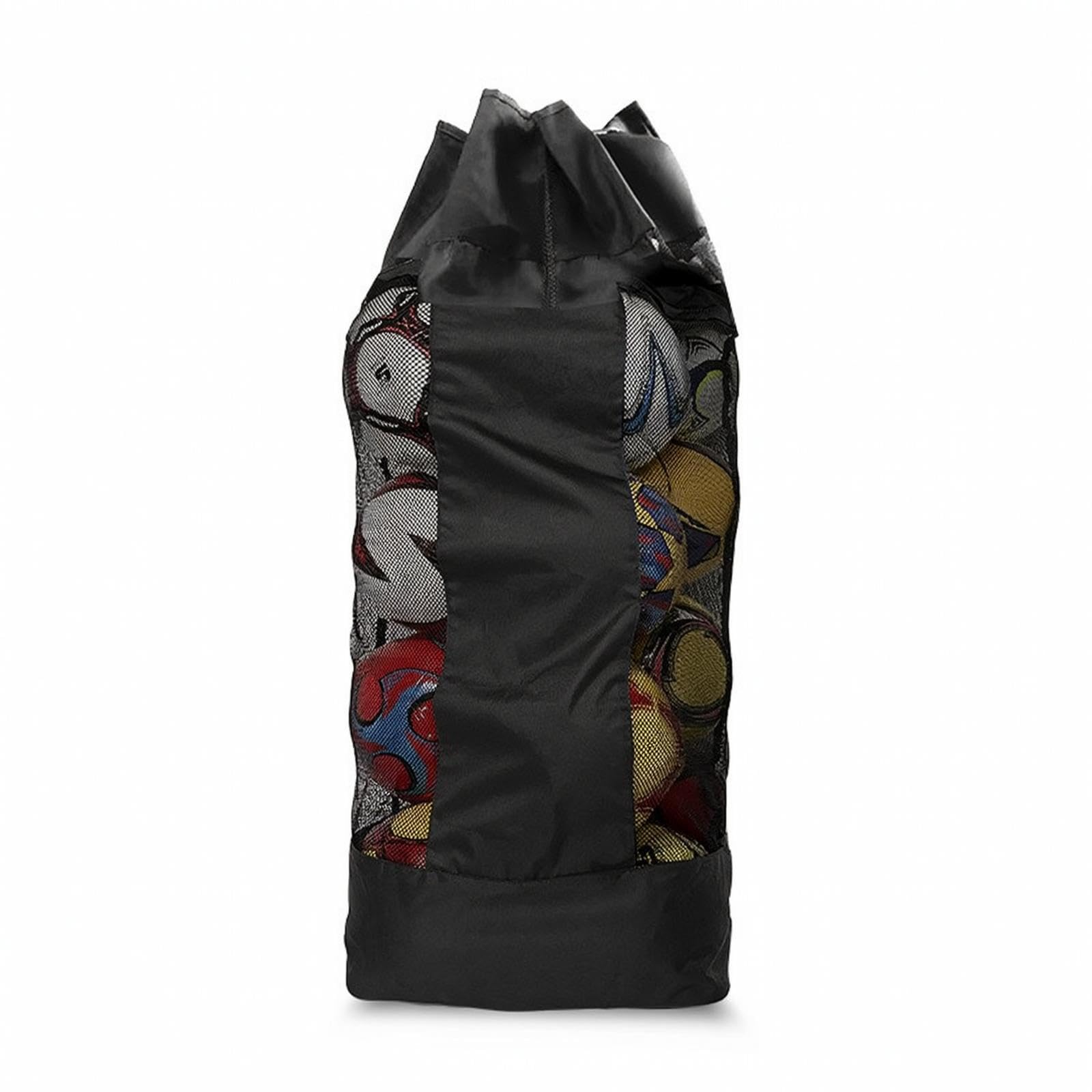 Sports Ball Bag with Shoulder Strap Ventilated Sports Ball Bag with Drawstring Closure Convenient for Coaches, Team Practice Black L-image-38