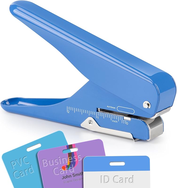 Imlike Handheld Badge Slot Hole Punch: Slot Puncher for PVC ID Card, Business Card, Name Tag and Luggage Tag, 19/32" x 5/32" Hole, All Metal Construction