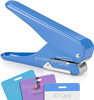 Handheld Badge Slot Hole Punch: Imlike Card Punch with Garbage Collector, Slot Puncher for PVC ID Card, Business Card, Name Tag and Luggage tag, 19/32" x 5/32" Hole, All Metal Construction
