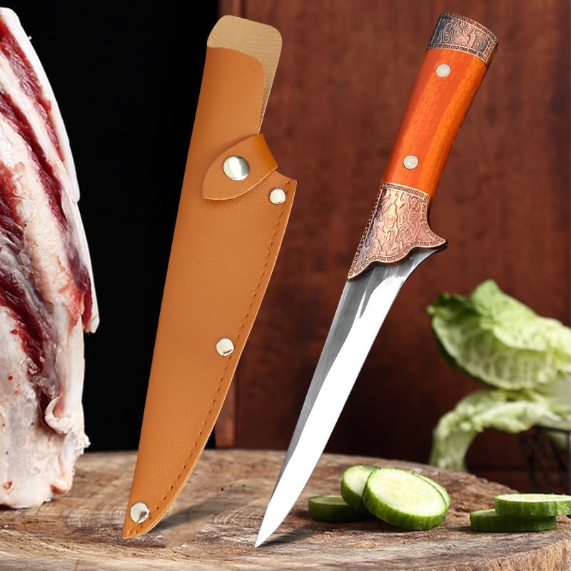 Meat Cleaver,Cleaver Knife Forged Kitchen Boning Knife Meat Cleaver Fish Vegetables Slicing Knife Plastic Handle Butcher Chef Cooking Knives With Cover