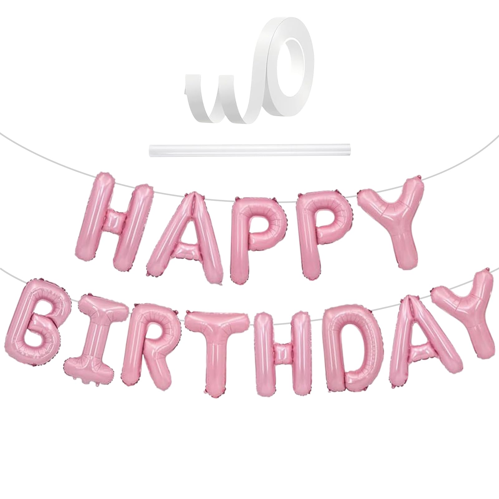 Happy Birthday Balloons Banner Pink, 16 Inch Happy Birthday Letter Balloons, Pink Foil Balloon Banner Decorations, Party Supplies Decorations For Kids Girls Boys & Adults Men Women