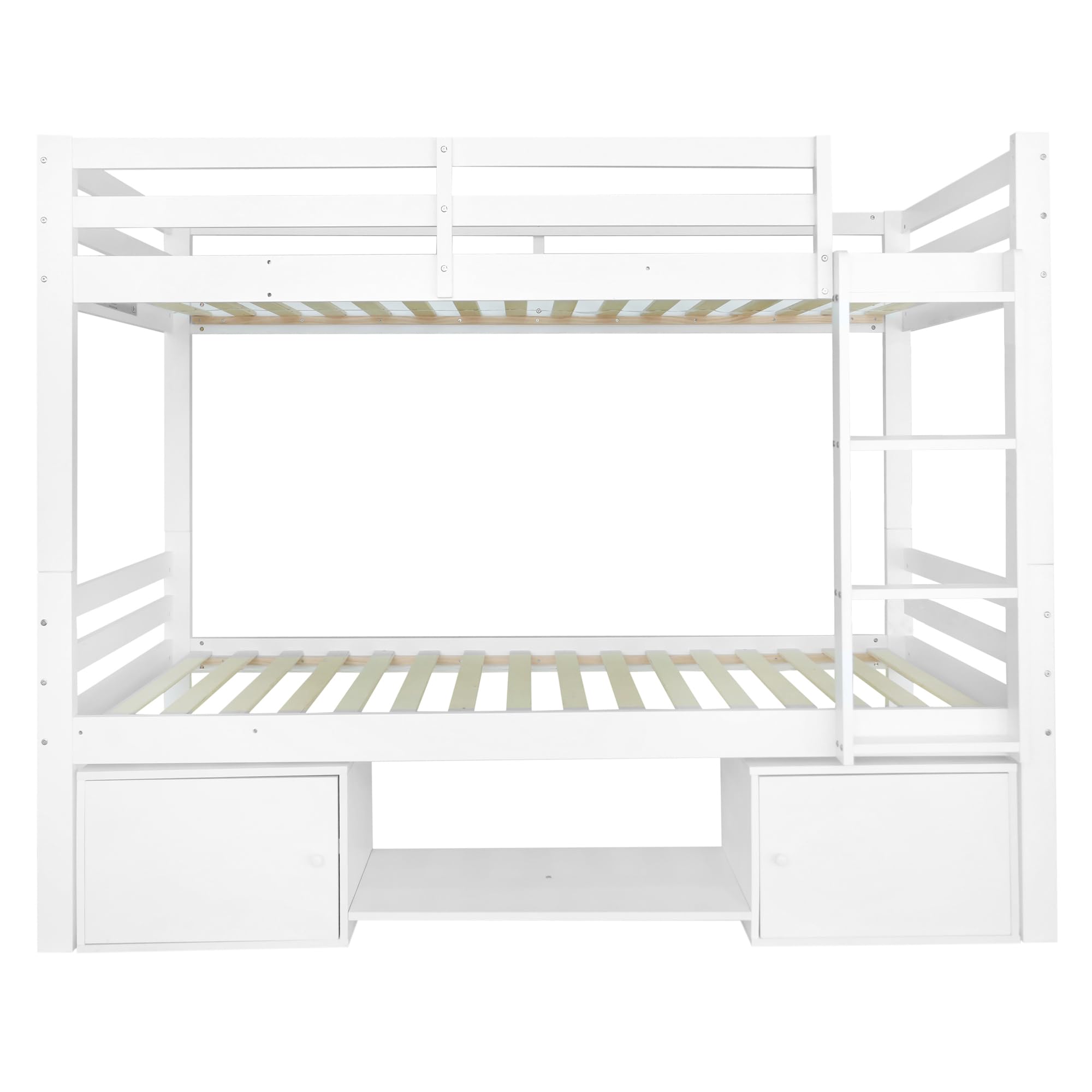 90x200cm, cuna con zapateros y taquillas, cama dividida en 2 camas individuales, cama juvenil, cama individual, blanco