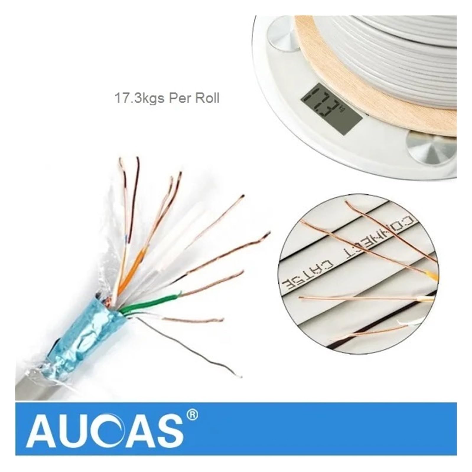 Câble LAN CAT6 haute vitesse 50M 100M 305M Câble blindé de réseau Ethernet FTP en cuivre pur adapté aux câbles d'installation dans les maisons, le câblage informatique, les usines et autres emplacemen