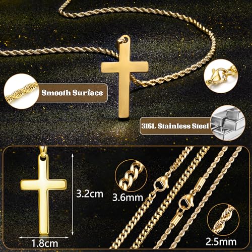 sailimue Stainless Steel Cross Necklace for Men Layered Cross Chain - image 3