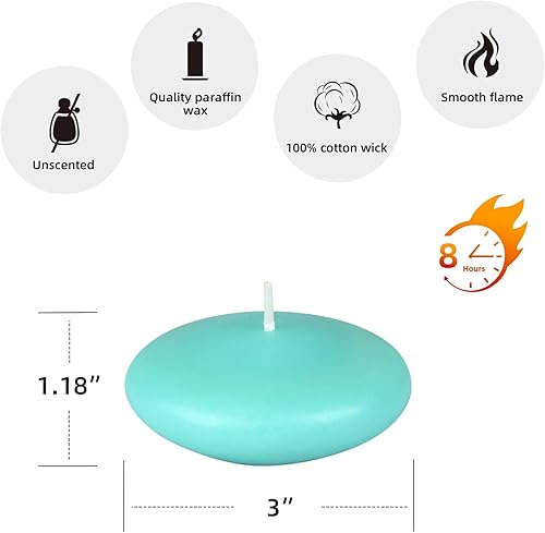 Miniatura 7 de Zest Candle Velas flotantes de 12 piezas, 3 pulgadas, aguamarina