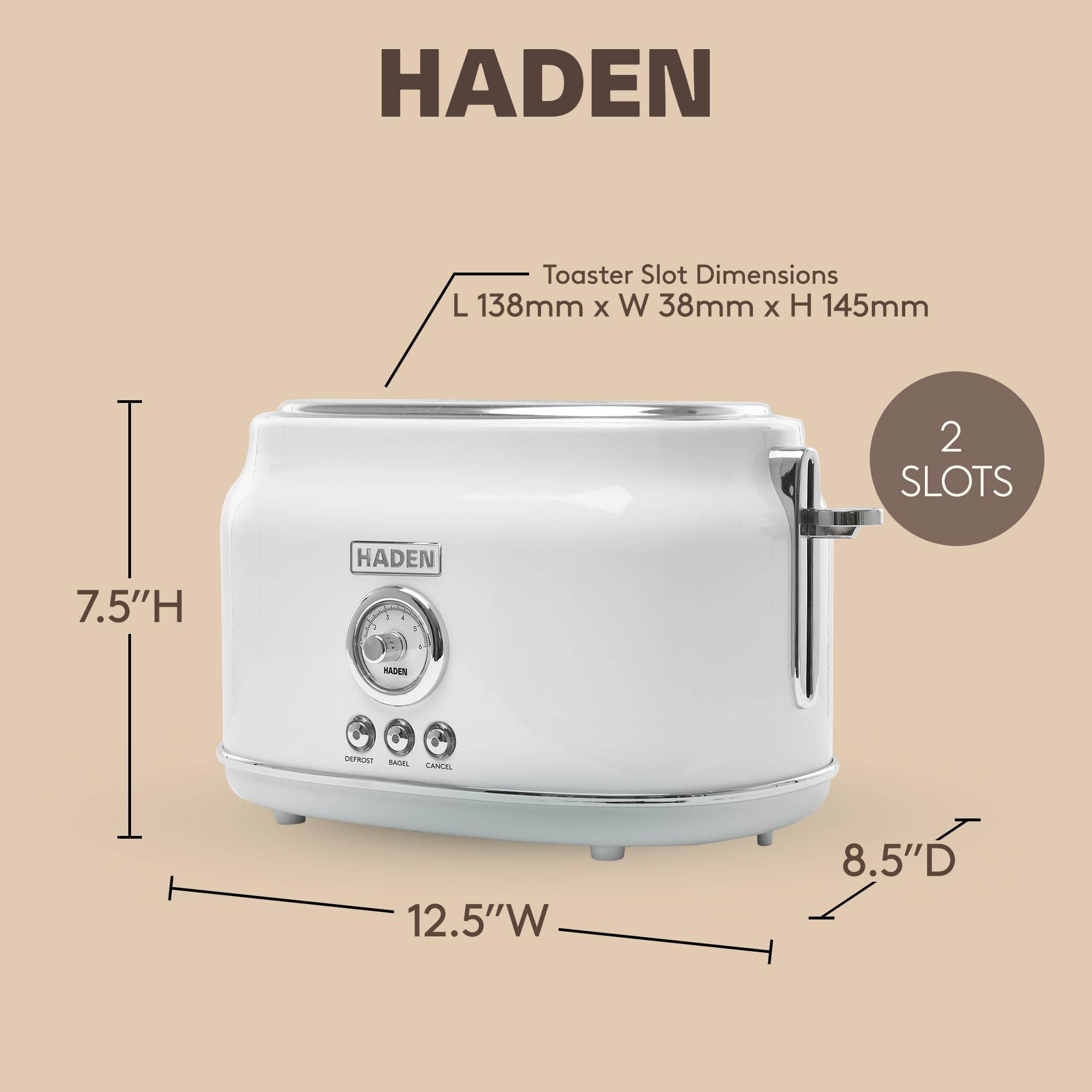 Amazon.com: Haden Dorset 2 Slice Extra Wide Slot Toaster with Cool