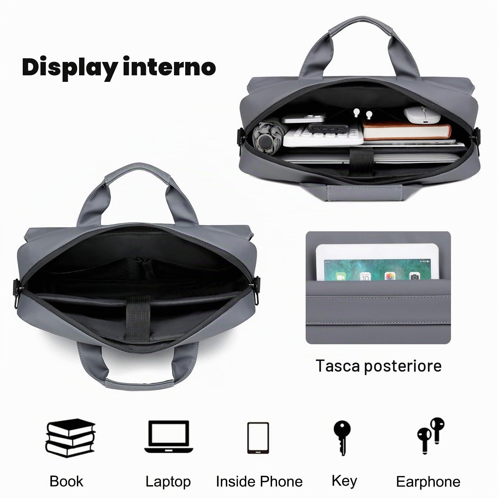 FANDARE Borsa a Tracolla 24 Ore Ventiquattrore Borse a spalla Business Zaino da giorno Sacchetto Borsetta per 12.9 pollice laptop Cartella Portadocumenti Business Crossbody Messenger Bag