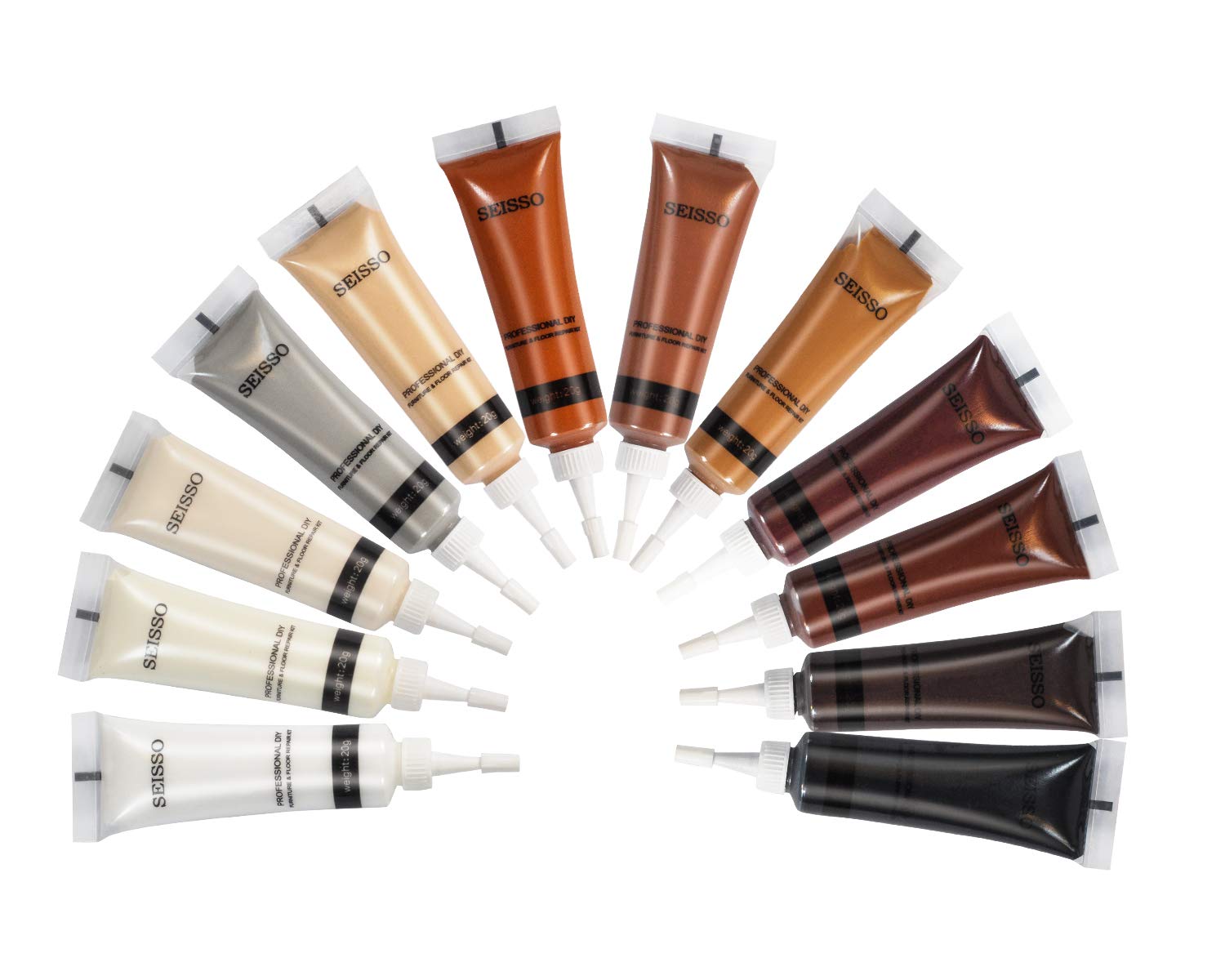 Wood Grain Filler, 12 PCS Wood Furniture Repair Kit, Resin Wooden Repair Filler Cover Touch up, Stain, Scratch, Scorch, Easy to Restore Any Wood, 20 Grams Each