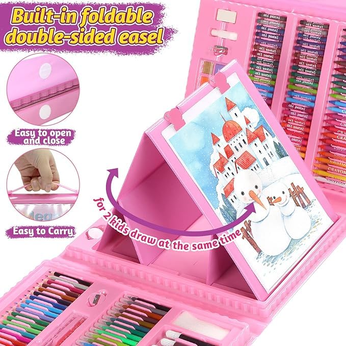 Image of Deluxe Drawing and Painting Art Set Crayon Color Set for Kids | Case Art & Craft Supplies | Great return Gift (Modern, 208)