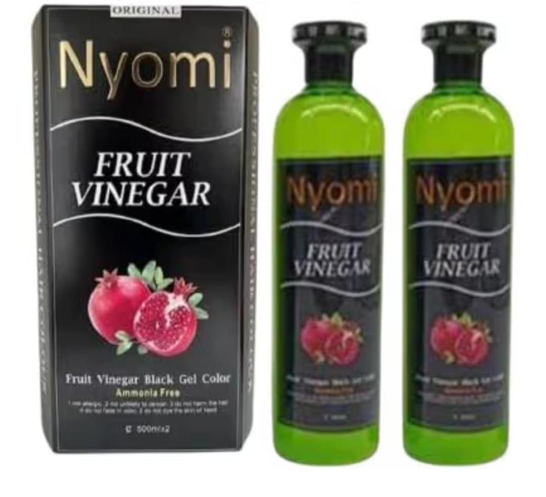 Nyomi Fruit Vinegar Black Gel Hair Colour, 500ml x2 | Ammonia Free, Pomegranate Formula, Pack of 2 Bottles, Gel Formula, Original-picture-36