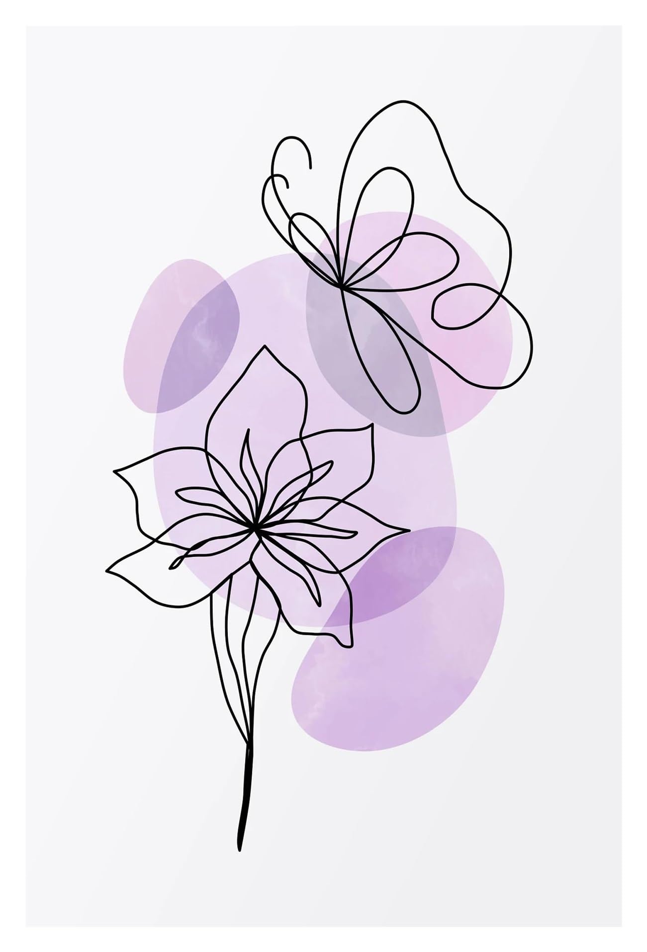 Toile peinture murale fleurs lilas pastel danois style abstrait