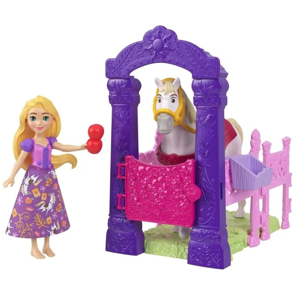 Disney Princess Toys, Rapunzel Maximus Small Doll and Horse with Stable Play, Saddle and Accessories, Storytime Stackers, Tangle Inspired