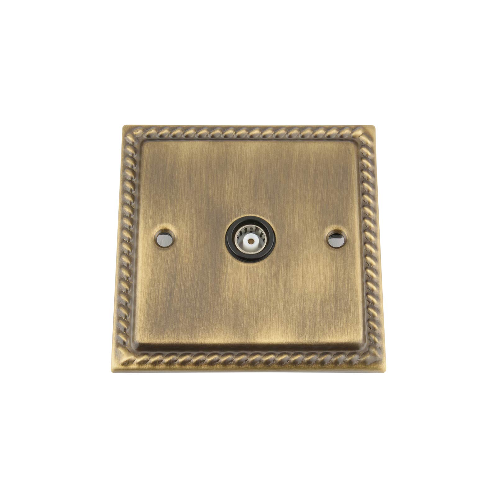 A5 Products Brass Antique Georgian Tv/Ariel Socket 1 Gang Black Insert