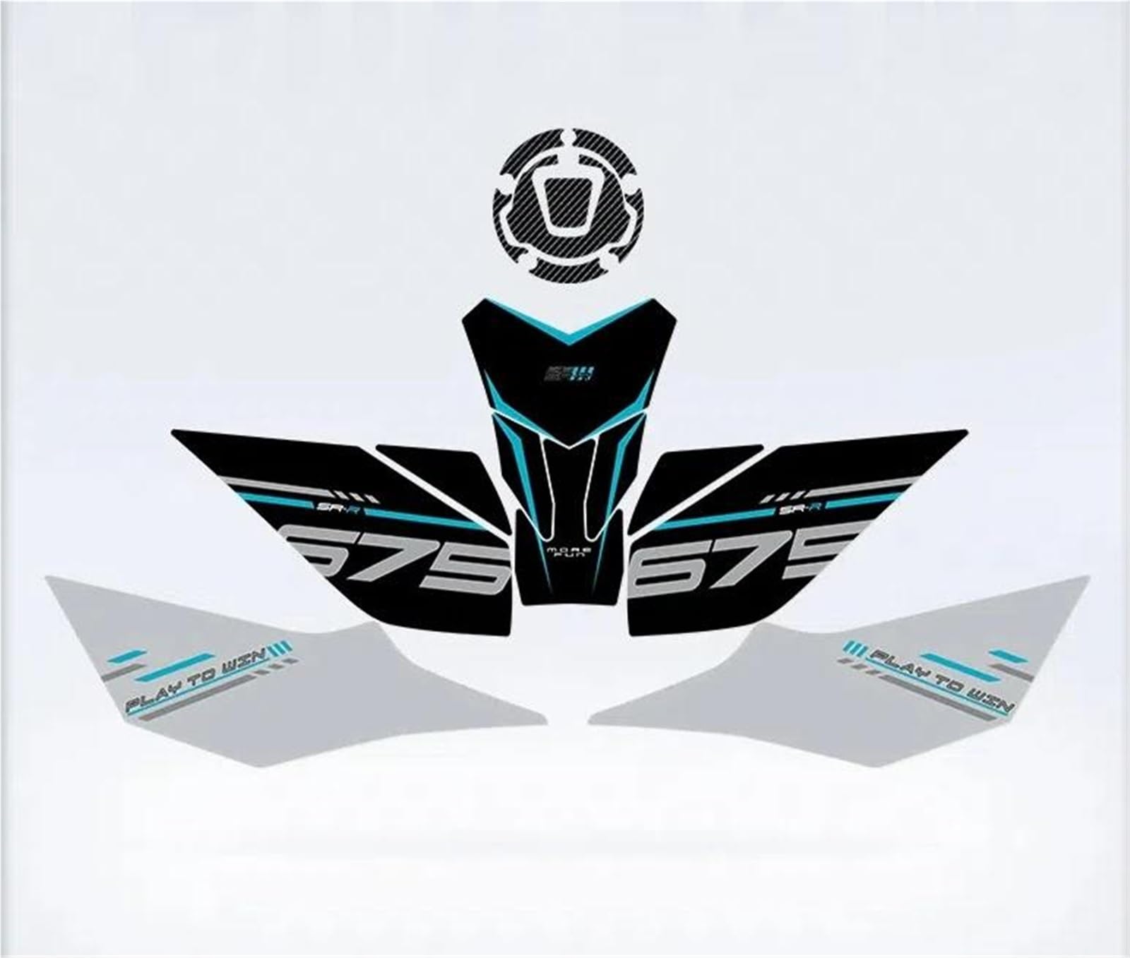 Motorcycle Frosted Fuel Tank Kit Sticker Protector Traction Pad Decals Accessories for CFMOTO 675SR-R 2024 Tank Graphic(Color24)
