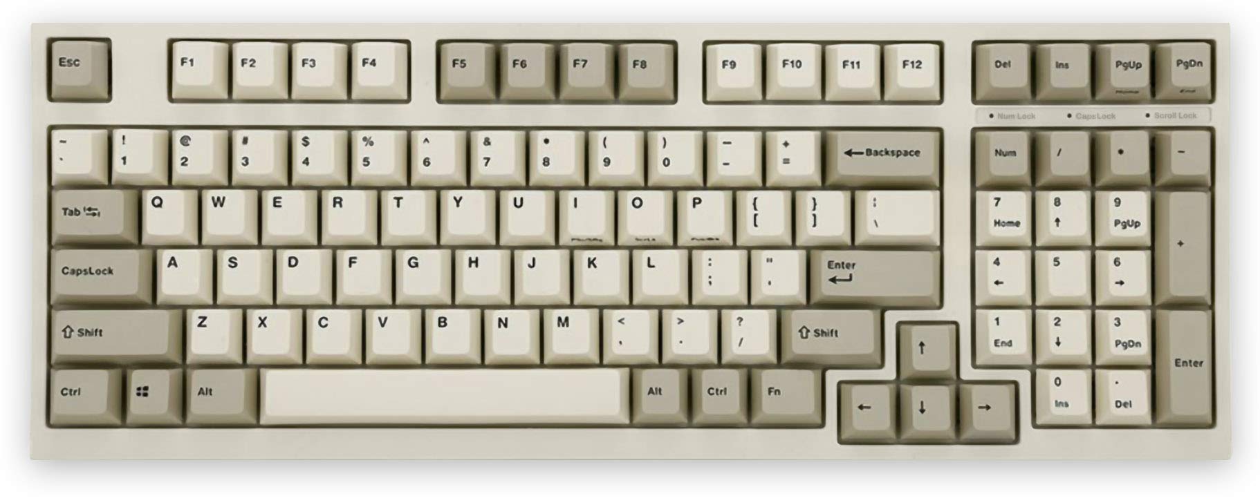 Leopold FC980M Two Tone White PD Double Shot PBT Mechanical Keyboard (Cherry MX Silver)
