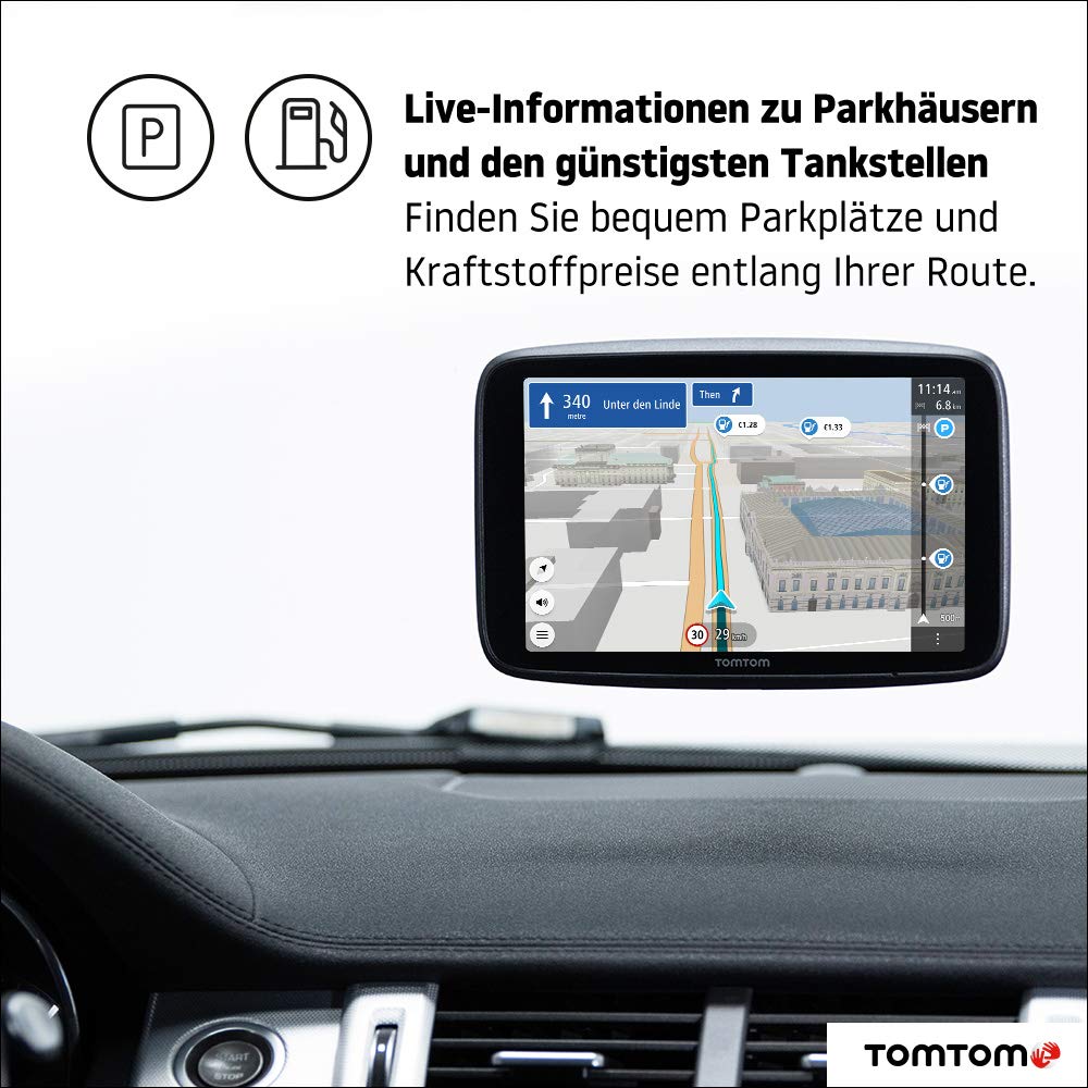 TomTom Navigationsgerät GO Discover (7 Zoll, Stauvermeidung Dank TomTom Traffic, Karten-Updates Welt, schnelle Updates via WiFi, Verfügbarkeit von Parkplätzen, Kraftstoffpreise)