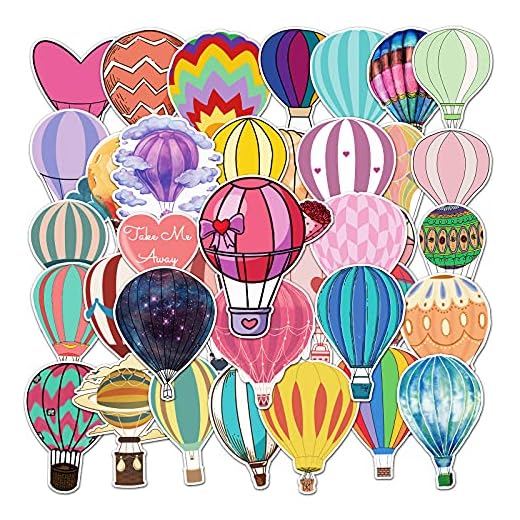 50PCS Balloons Stickers for Kids Print Hot Air Balloon Shaped Valentines Gifts Stickers Decals for Decoration Laptops,Guitar,Motorcycle,Skateboard,Luggage,Phone Case (hot Balloon)