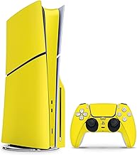 Skins4u Slim PS5 Skins - Juego de pegatinas compatibles con PlayStation 5 Disk Edition + mando PS5 Skin Wrap Faceplate Design lámina protectora de color amarillo