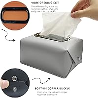 Vista 3 de Funda de cuero para caja de pañuelos, moderna, decorativa, de piel sintética, rectangular, organizador para encimera de tocador, mesitas de noche