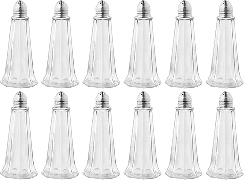 Juego de 12 saleros y pimenteros en torre de 1 onza, cuerpo alto de cristal, mini salero y pimentero para restaurante Tezzorio