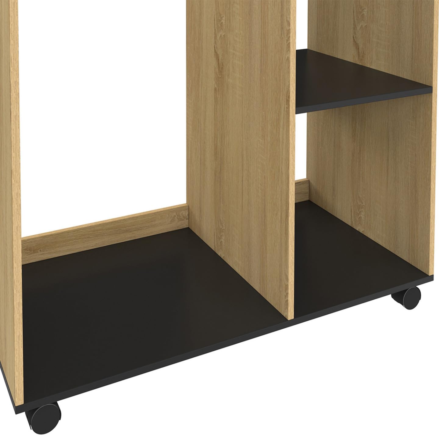 IDMarket - Dressing penderie RACHEL 80 x 40 x 120 cm à roulettes hêtre et noir