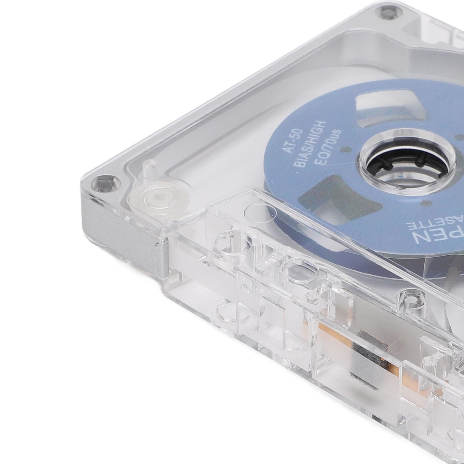 Reel to Reel Blanko Tonkassettenband, 55 Minuten DIY Musikaufzeichnungsband, Aluminiumlegierungsgehäuse mit Bunten Metallbeschichteten Rädern (Silberner Rahmen, Blaue Platte)