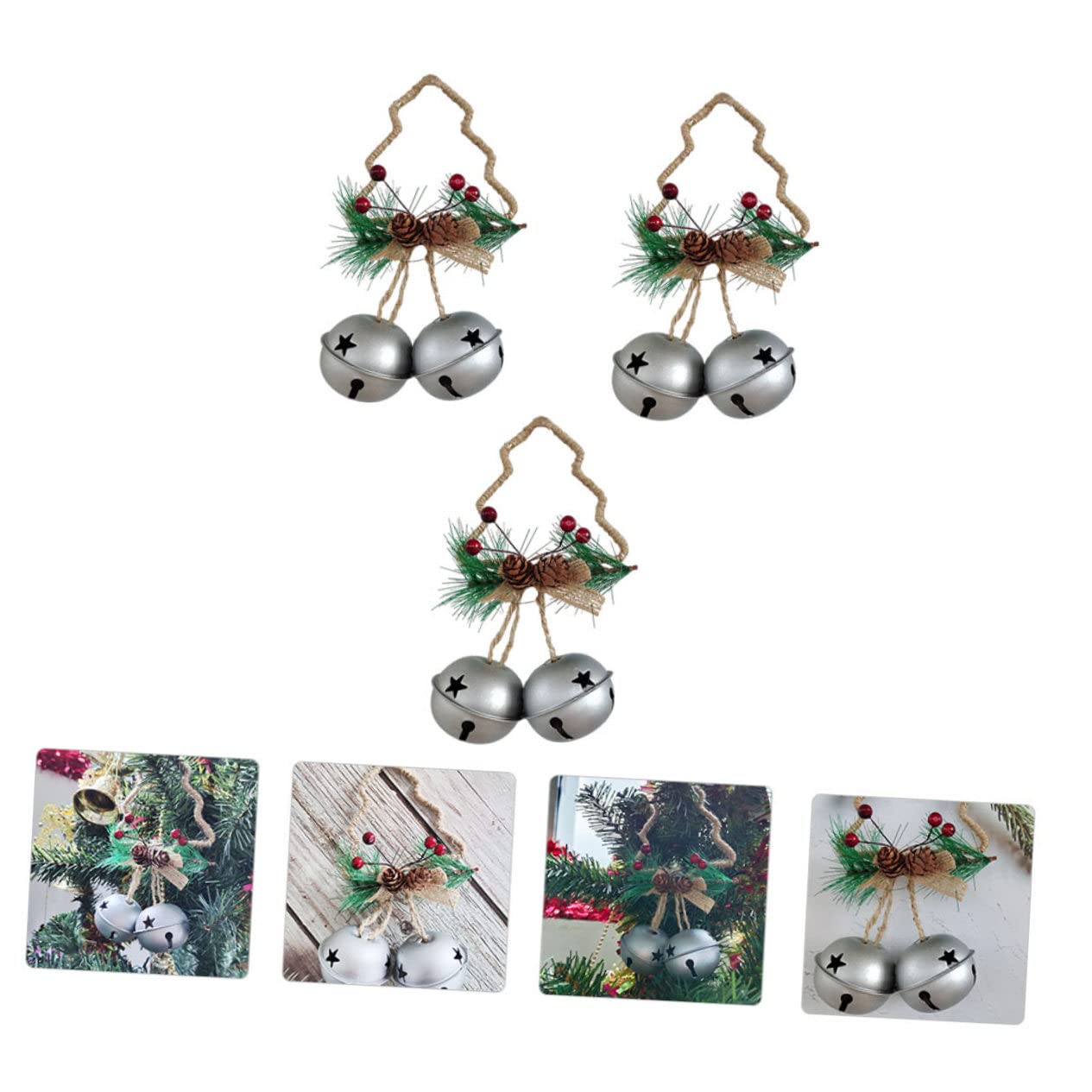 Cabilock 2 Juegos Campanas De Navidad Colgando Campanas De Vaca Navideñas Campana De Oro Guirnalda Adornos Colgantes Navidad Empavesado Festivo Decoraciones Metal 2 Piezas * 2