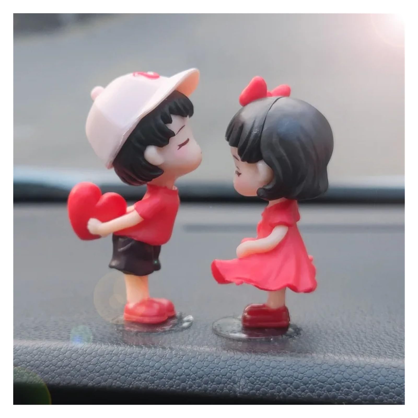 Lspbfkq Car Trim Interior Anime Couples For Car Ornament Model Cute Kiss Balloon Auto Interior Decoration Pink Dashboard Figurine(A2)