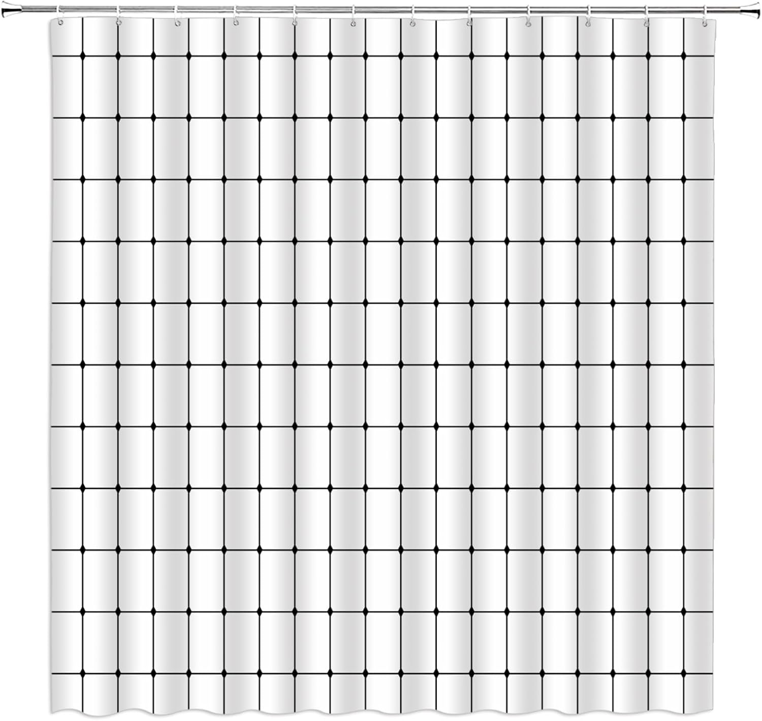 Burgundy Red White Grid Plaid Minimalist Extra Long Shower Curtain Geometric Line Simple Checkered Modern Fabic with Hooks for Bathroom Decor,70x78 Inch